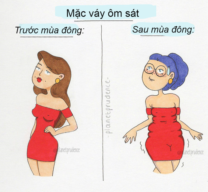 Mùa đông cũng đồng nghĩa với "mùa tăng cân". Nhiệt độ thấp làm mọi người có xu hướng ít vận động hơn, khiến cho lớp mỡ thừa dễ tích tụ. Hậu quả là khi mùa đông qua đi, bạn đã sở hữu thân hình "mỡ màng" lúc nào không hay.