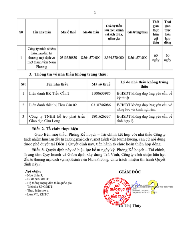 Một phần Quyết định số 997/QĐ-SGDĐT ngày 03/9/2025 của Sở Giáo dục và Đào tạo tỉnh Vĩnh Long. qd2.png