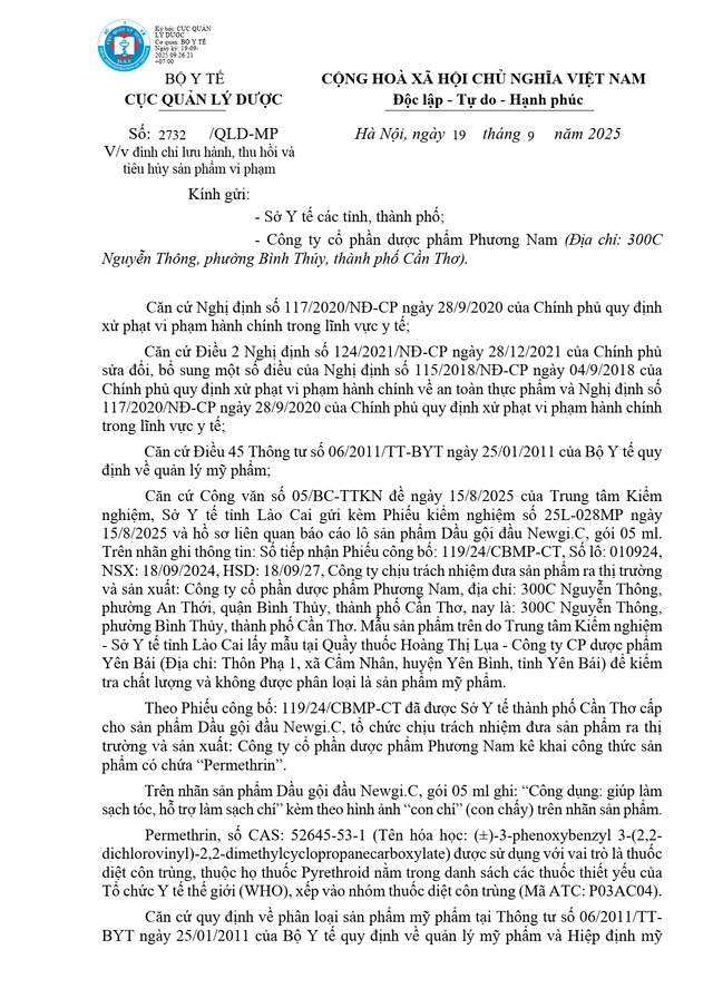 Một phần văn bản của Cục Quản lý Dược. qd.png