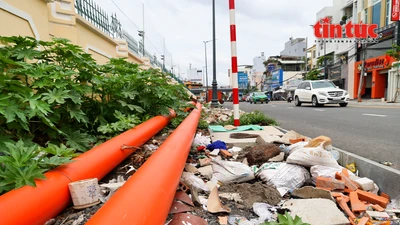 Tuyến đường ở TP HCM ngổn ngang rác thải sau 4 tháng thông xe