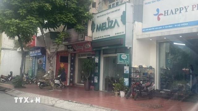 Nơi xảy ra sự cố - Thẩm mỹ trị liệu, Trung tâm đào tạo thẩm mỹ công nghệ cao MELIZA ở 484, Nguyễn Văn Linh, phường Lê Thanh Nghị, thành phố Hải Phòng. (Ảnh: TTXVN) tham-my.jpg