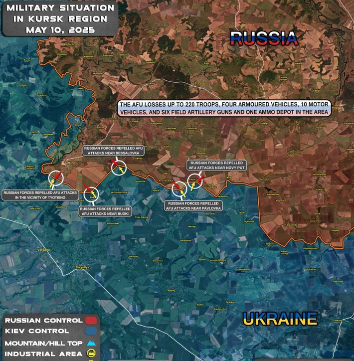 Kế hoạch đầy tham vọng của Kiev nhằm giành lại chỗ đứng mới ở khu vực Kursk của Nga, vào trước Ngày Chiến thắng vào ngày 9/5 đã thất bại, khi quân đội Ukraine (AFU) chịu tổn thất nặng và không đạt được các mục tiêu chính trị hoặc quân sự của họ.