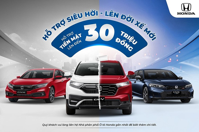 Khách hàng bán xe ôtô Honda đã qua sử dụng và lên đời các xe CR-V, CIVIC, BR-V, HR-V sẽ được ưu đãi từ 20 - 30 triệu đồng tùy mẫu. 1-658.jpg