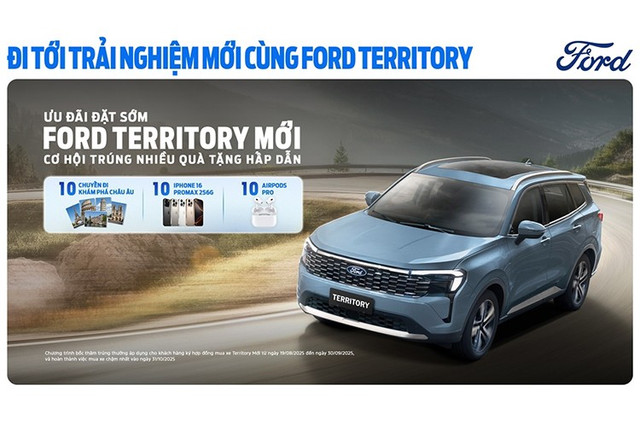 Khách hàng mua Ford Territory 2025 có cơ hội bốc thăm trúng thưởng với nhiều phần quà hấp dẫn, với tổng trị giá lên tới 160 triệu đồng. 2-9205.jpg
