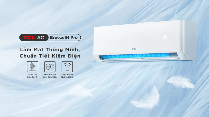 TCL vừa giới thiệu mẫu điều hòa một chiều (chỉ làm lạnh) BreezeIN Pro với tính năng Gentle Cool và cánh đảo gió hình chữ S độc quyền.