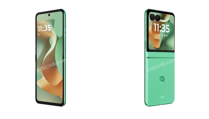Trong khi đó, phiên bản Razr 60 tiêu chuẩn có màn hình nhỏ hơn (giống như năm ngoái) và có các tùy chọn màu sắc như xanh lam, xanh bạc hà và trắng. Mẫu này được trang bị chip Dimensity 7400X tầm trung, vẫn giữ RAM 18GB và bộ nhớ 1TB, cùng pin 4.500 mAh, tăng từ 4.200 mAh của Razr 50.