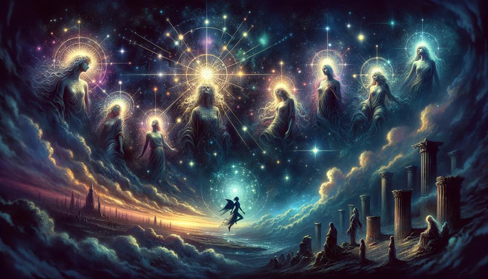 Trong thần thoại Hy Lạp, Pleiades là bảy người con gái của Atlas, một Titan nâng đỡ bầu trời, và Pleione, người bảo vệ thuyền buồm. Các chị em là Maia, Electra, Alcyone, Taygete, Asterope, Celaeno và Merope. Ngoài ra, Pleiades đôi khi được cho là các tiên nữ trong đoàn tùy tùng của Artemis. Ảnh: Atlas of Sky