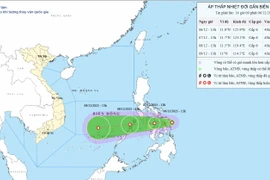 Áp thấp nhiệt đới gần Biển Đông với sức gió cấp 6, giật cấp 8