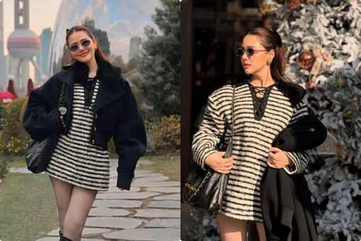 Phanh Lee khoe nhan sắc mặn mà trong kỳ nghỉ Giáng sinh ở Thượng Hải