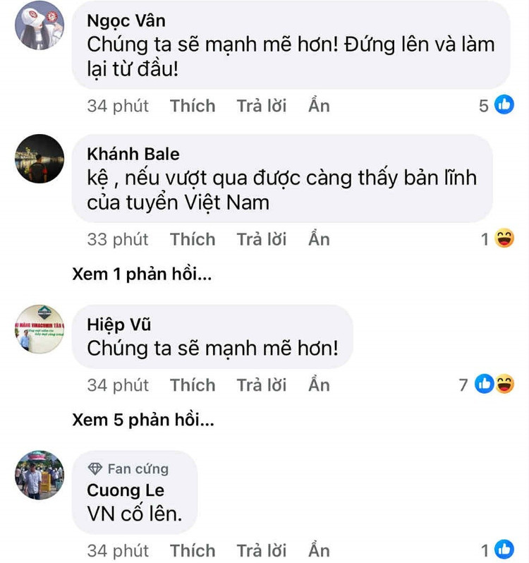 Những bình luận trên trang fanpage chính thức của LĐBĐ Việt Nam VFF. ab354d75-7be6-463d-80df-22fe6e2061ac.jpg