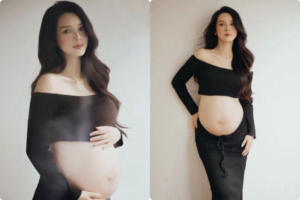 Quỳnh Lương đẹp dịu dàng khoe bụng bầu cuối thai kỳ