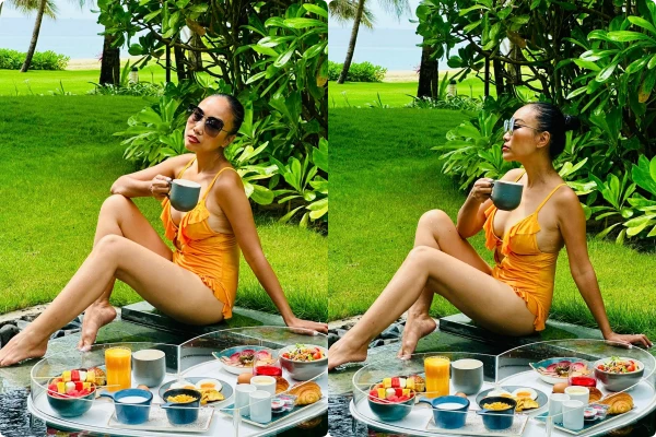 Đoan Trang thả dáng ở Cam Ranh, diện bikini tôn da nâu "cực cháy"