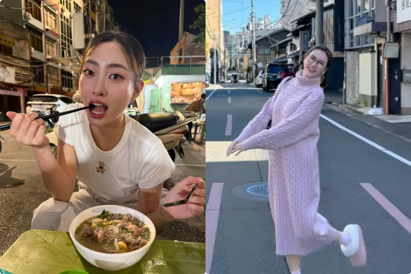 Hot face sao Việt: Lương Thùy Linh tranh thủ nếm thử đặc sản Hạ Long