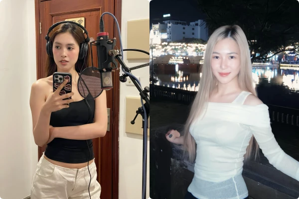 Hot face sao Việt: Hoa hậu Tiểu Vy tạo dáng trong phòng thu