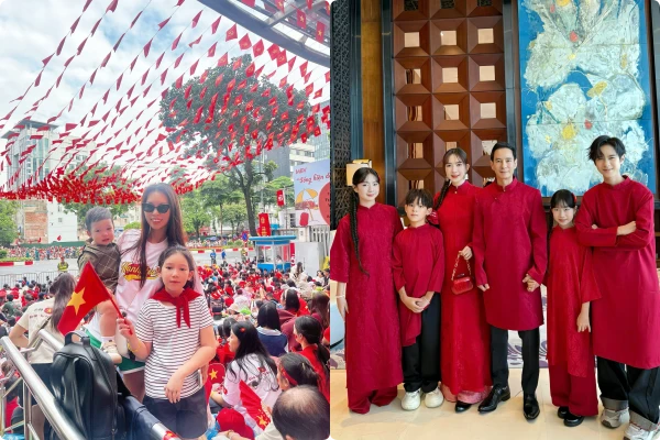 Hot face sao Việt: Gia đình Lý Hải - Minh Hà diện áo dài đỏ mừng Quốc khánh
