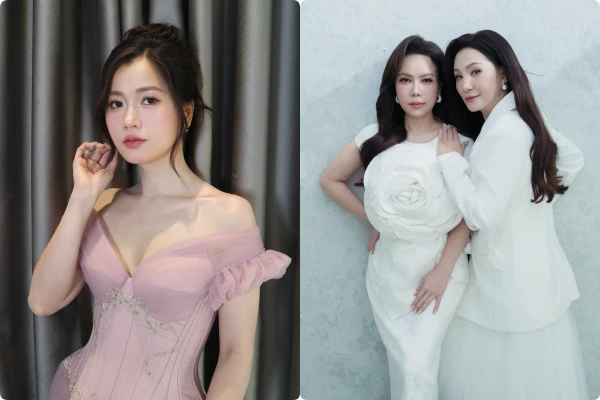 Hot face sao Việt: Lâm Vỹ Dạ rạng rỡ trong bộ đầm hồng khoét ngực sâu