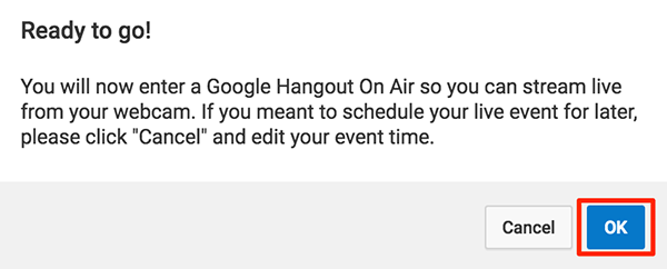 Bước 6: Thông báo pop-up hiện ra, bấm vào Ok để tiến hành phát trực tiếp. Bước 6: Thông báo pop-up hiện ra, bấm vào Ok để tiến hành phát trực tiếp.