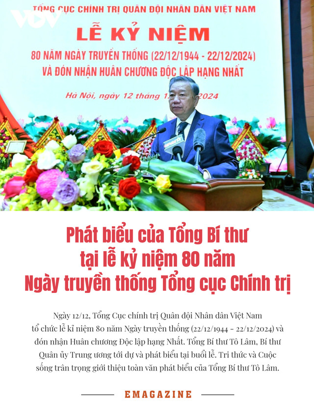 Phát biểu của Tổng Bí thư tại kỷ niệm 80 năm Ngày truyền thống Tổng cục Chính trị Phat bieu cua Tong Bi thu tai ky niem 80 nam Ngay truyen thong Tong cuc Chinh tri