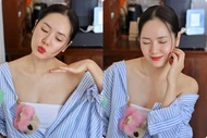 Phương Linh khoe cận làn da láng mịn "không tì vết" khi đến Quy Nhơn