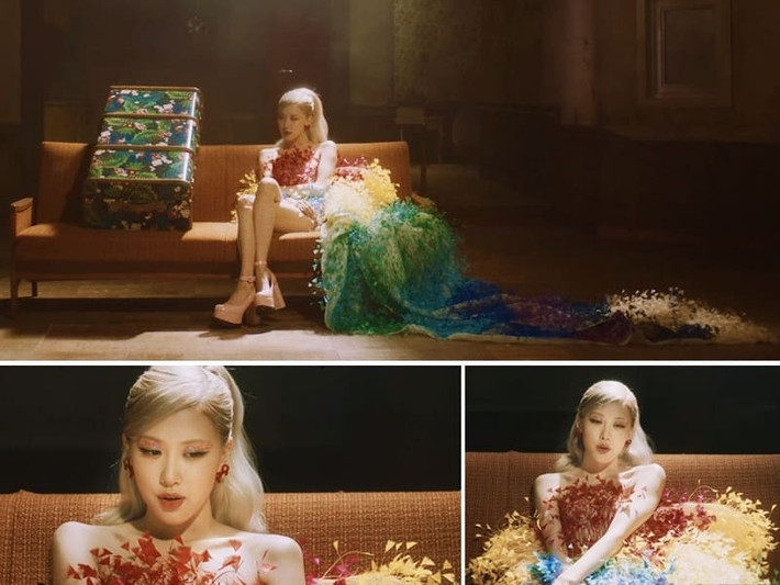 Trong MV "Gone" của Rosé (BlackPink), sao nữ này đã diện một chiếc váy lông vũ bảy sắc cầu vồng, nằm trong bộ sưu tập "Đi nhặt hạt sương nghiêng" của nhà thiết kế Công Trí. Chiếc váy này đã được trình diễn bởi siêu mẫu Elsa Hosk tại Tuần lễ thời trang New York.
