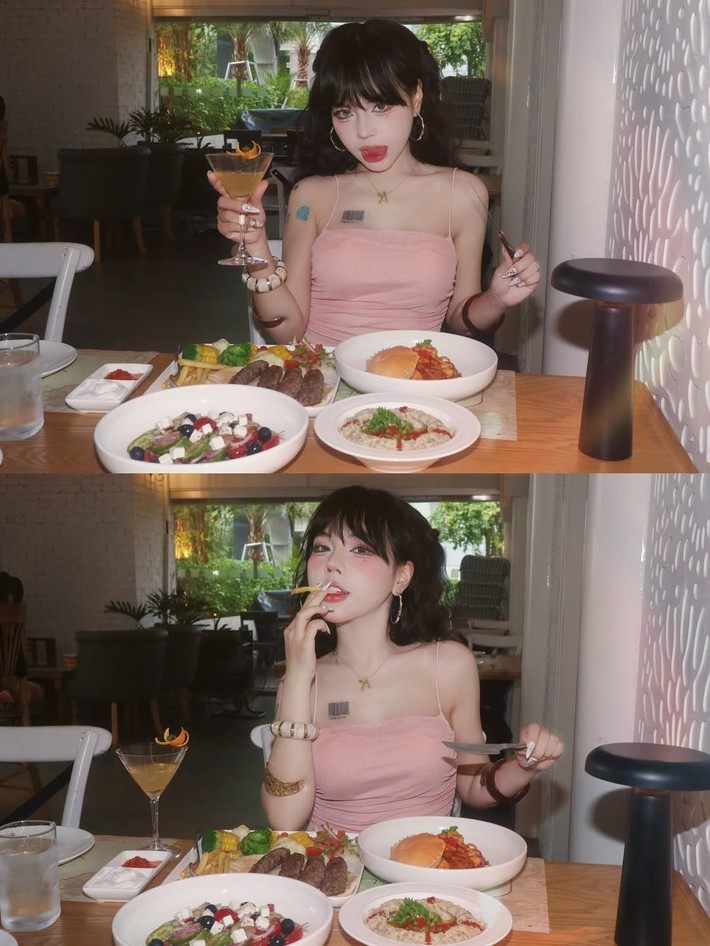 Vẫn là mái tóc đen dài quen thuộc, nhưng trong những khung hình này, Bảo Khuyên Susan đặc biệt gây ấn tượng bởi cách lựa chọn trang phục và phụ kiện. (Ảnh: FBNV)