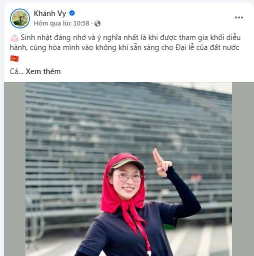 Trên trang cá nhân, nữ MC VTV đã đăng tải hình ảnh rạng rỡ của mình trong bộ trang phục tập luyện. (Ảnh: FBNV)