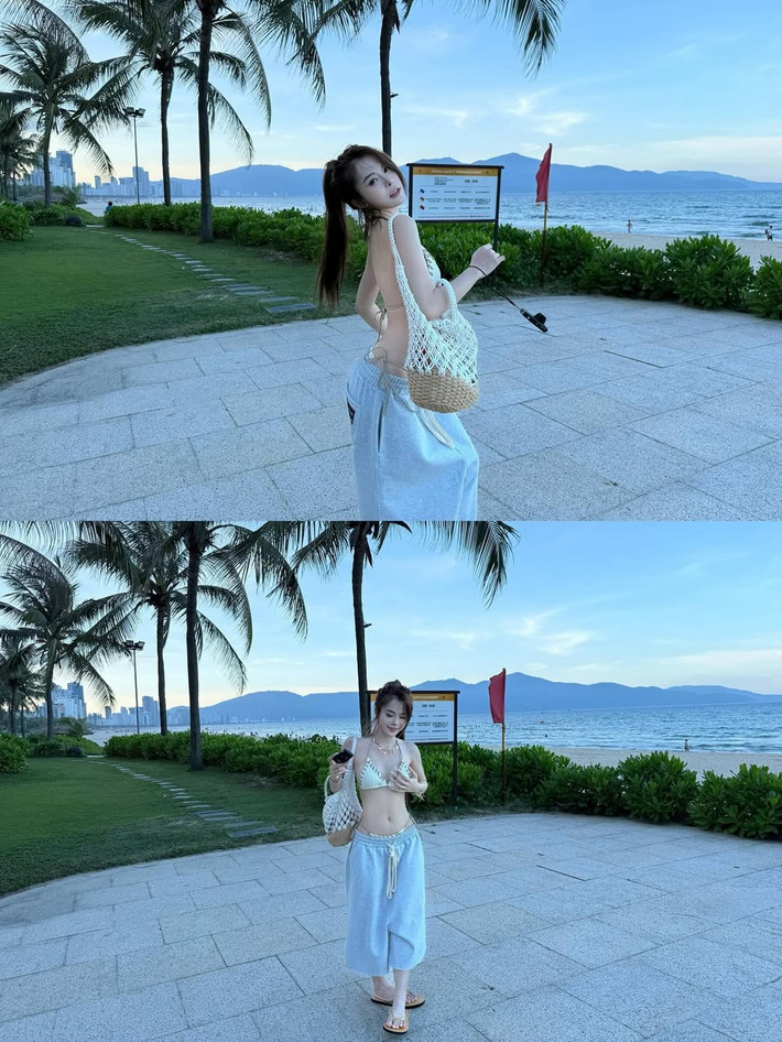 Dù là khi tạo dáng bên hồ bơi của khu resort sang trọng hay thả dáng trên bãi biển xanh biếc, Ngân Hà đều toát lên thần thái tự tin và quyến rũ.
