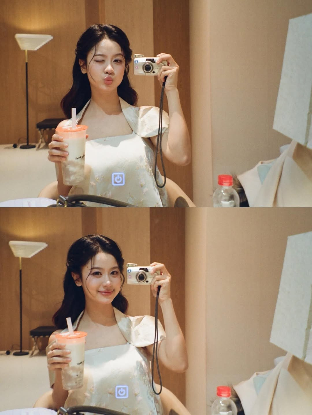 Khi thì cô nàng lại dịu dàng, nữ tính, ghi lại một khoảnh khắc trước gương đầy ngẫu hứng. (Ảnh: IGNV)