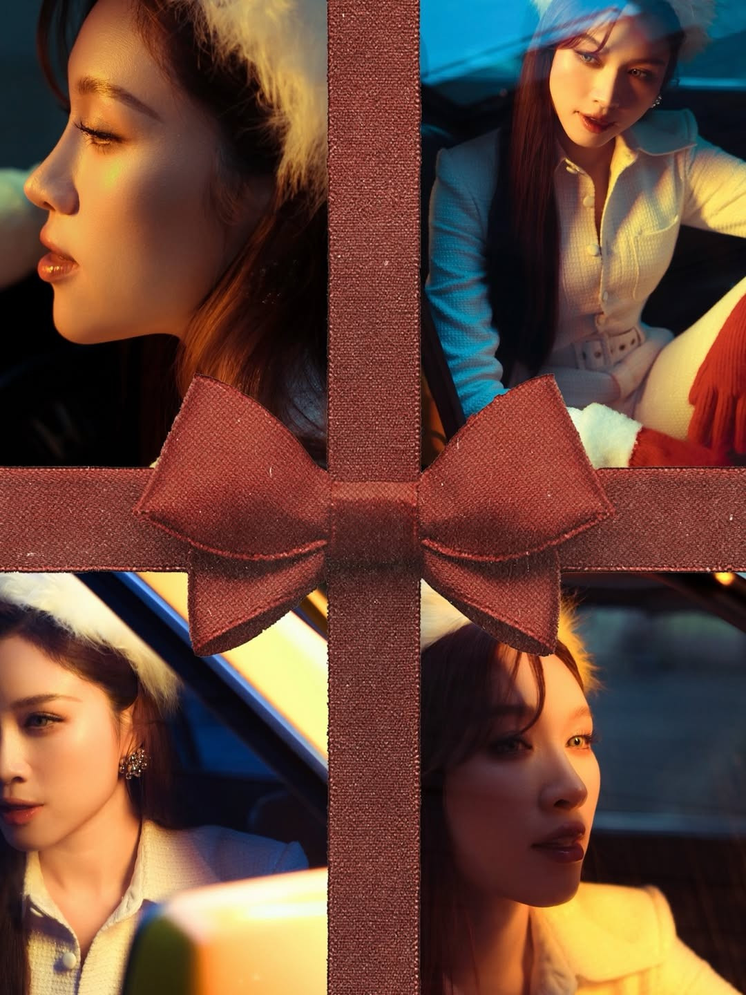 Điểm nhấn của trang phục chính là đôi găng tay đỏ rực rỡ và chiếc mũ lông trắng muốt, mang đến vẻ ngoài vừa ấm áp, vừa đậm chất lễ hội. (Ảnh: IGNV)