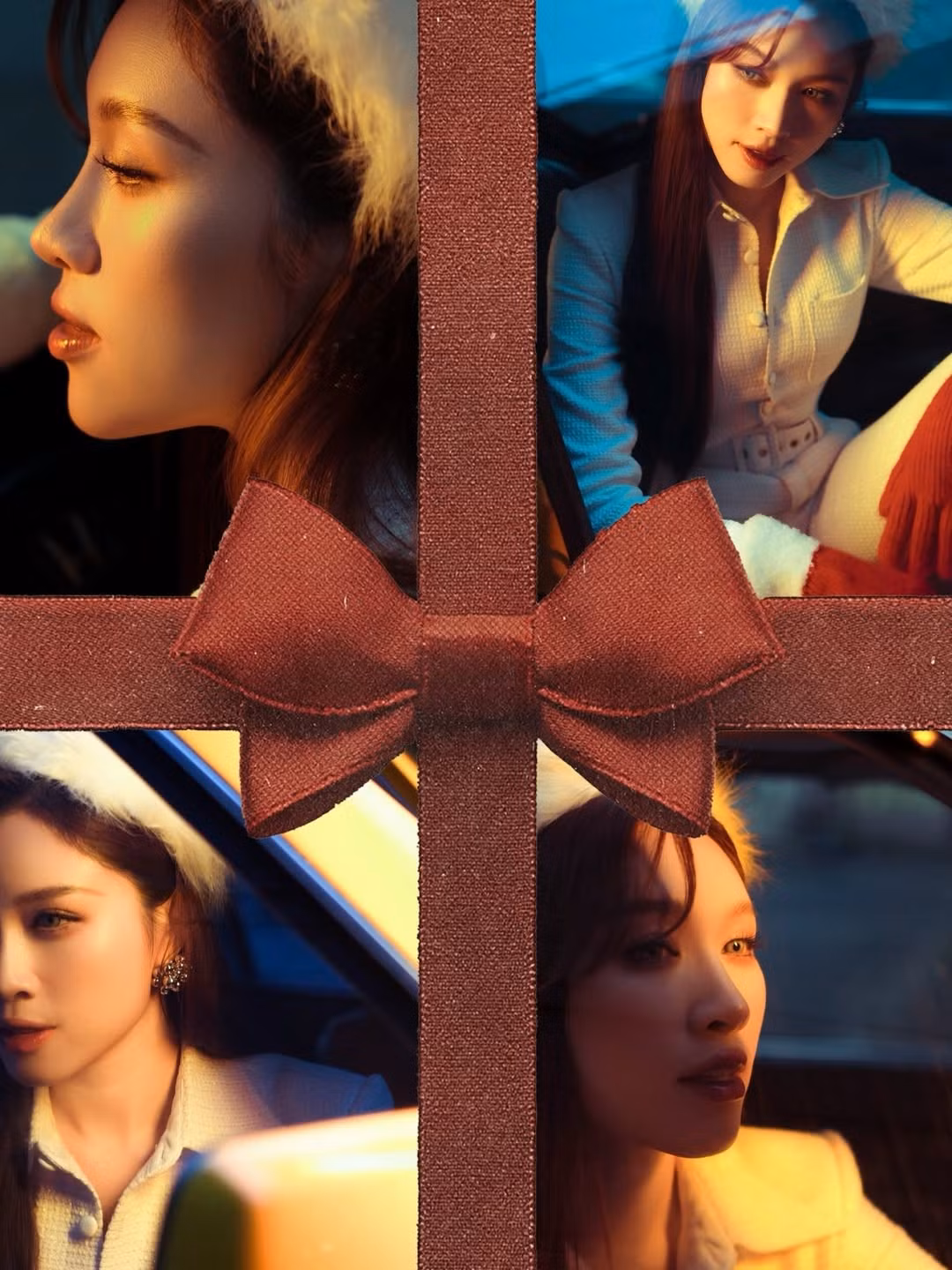 Điểm nhấn của trang phục chính là đôi găng tay đỏ rực rỡ và chiếc mũ lông trắng muốt, mang đến vẻ ngoài vừa ấm áp, vừa đậm chất lễ hội. (Ảnh: IGNV)