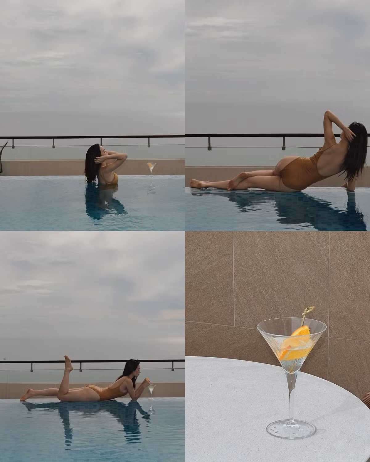 Trong những hình ảnh được đăng tải, Sun HT diện nhiều bộ bikini và đồ bơi đa dạng, từ thiết kế hai mảnh trẻ trung màu hồng kẻ caro đến bộ monokini màu vàng cát đầy quyến rũ, khoe trọn đường cong cơ thể và làn da trắng mịn.