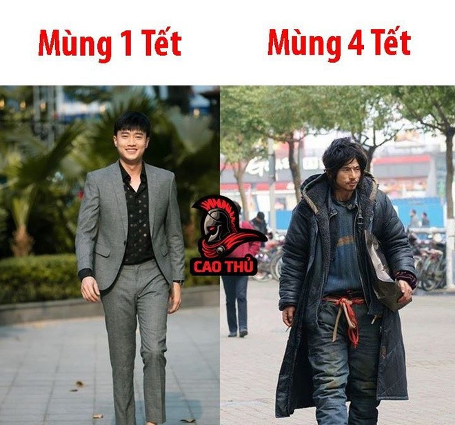 Mùng 1 lên đồ lồng lộn, vest tông xuyệt tông đi chúc Tết bao nhiêu thì đến mùng 4, trông chúng ta không khác gì vừa trải qua một cuộc đại chiến. Quần áo xộc xệch, đầu tóc rũ rượi, tất cả đều vì những cuộc vui quá đà. (Ảnh: Cao Thủ)