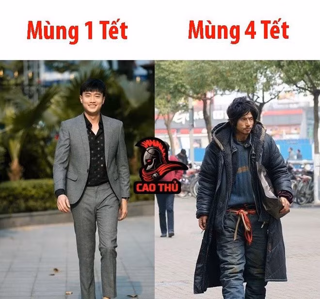 Mùng 1 lên đồ lồng lộn, vest tông xuyệt tông đi chúc Tết bao nhiêu thì đến mùng 4, trông chúng ta không khác gì vừa trải qua một cuộc đại chiến. Quần áo xộc xệch, đầu tóc rũ rượi, tất cả đều vì những cuộc vui quá đà. (Ảnh: Cao Thủ)
