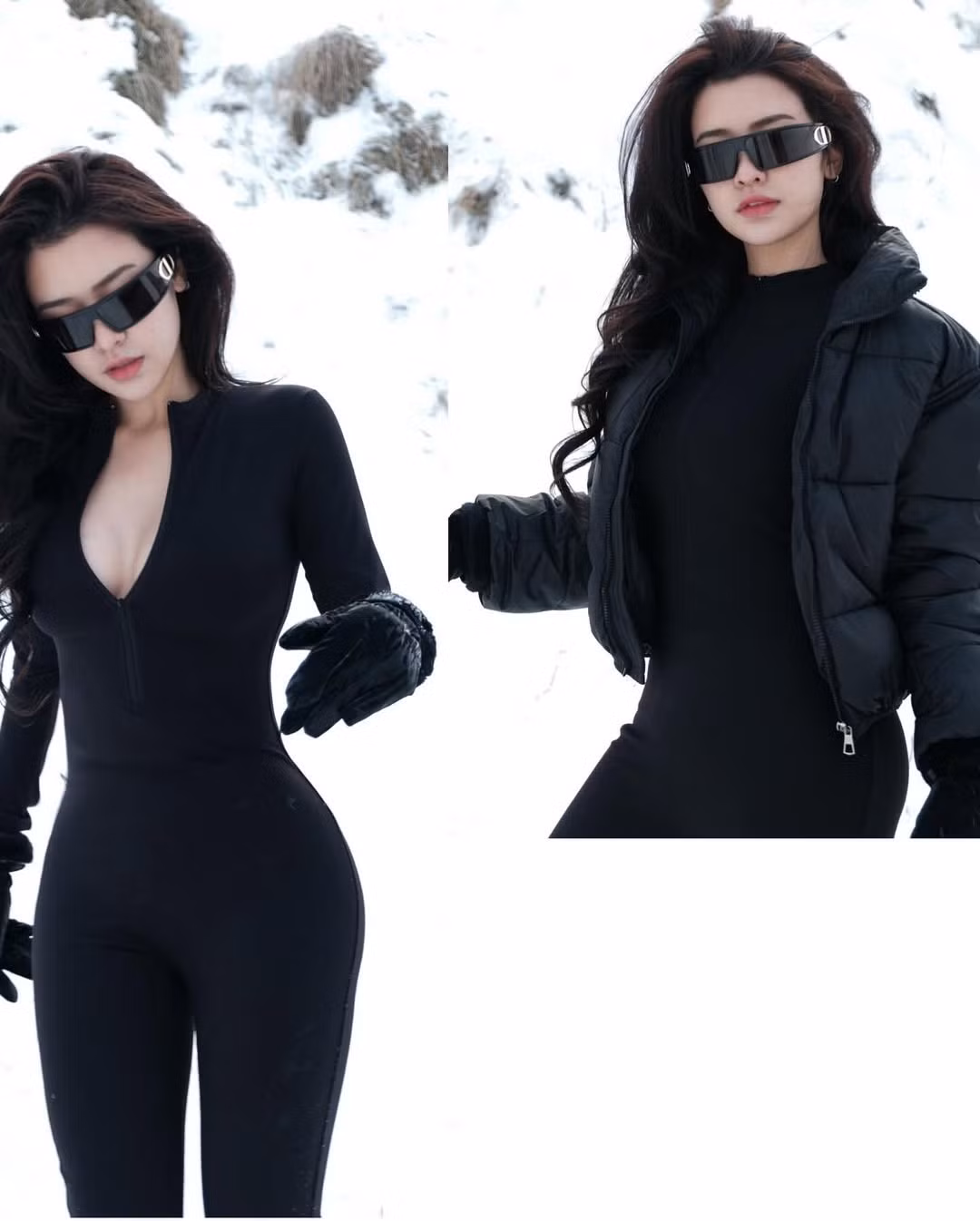 Ở một số bức hình, cô khoác thêm chiếc áo khoác phao lửng màu đen, cùng với boot trắng nổi bật, thể hiện gu thời trang mix-match khéo léo, vừa giữ được sự gợi cảm vốn có vừa đảm bảo được chút ấm áp giữa trời lạnh. (Ảnh: IGNV)