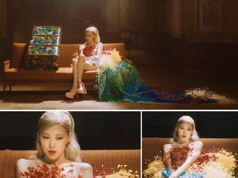 Trong MV "Gone" của Rosé (BlackPink), sao nữ này đã diện một chiếc váy lông vũ bảy sắc cầu vồng, nằm trong bộ sưu tập "Đi nhặt hạt sương nghiêng" của nhà thiết kế Công Trí. Chiếc váy này đã được trình diễn bởi siêu mẫu Elsa Hosk tại Tuần lễ thời trang New York.