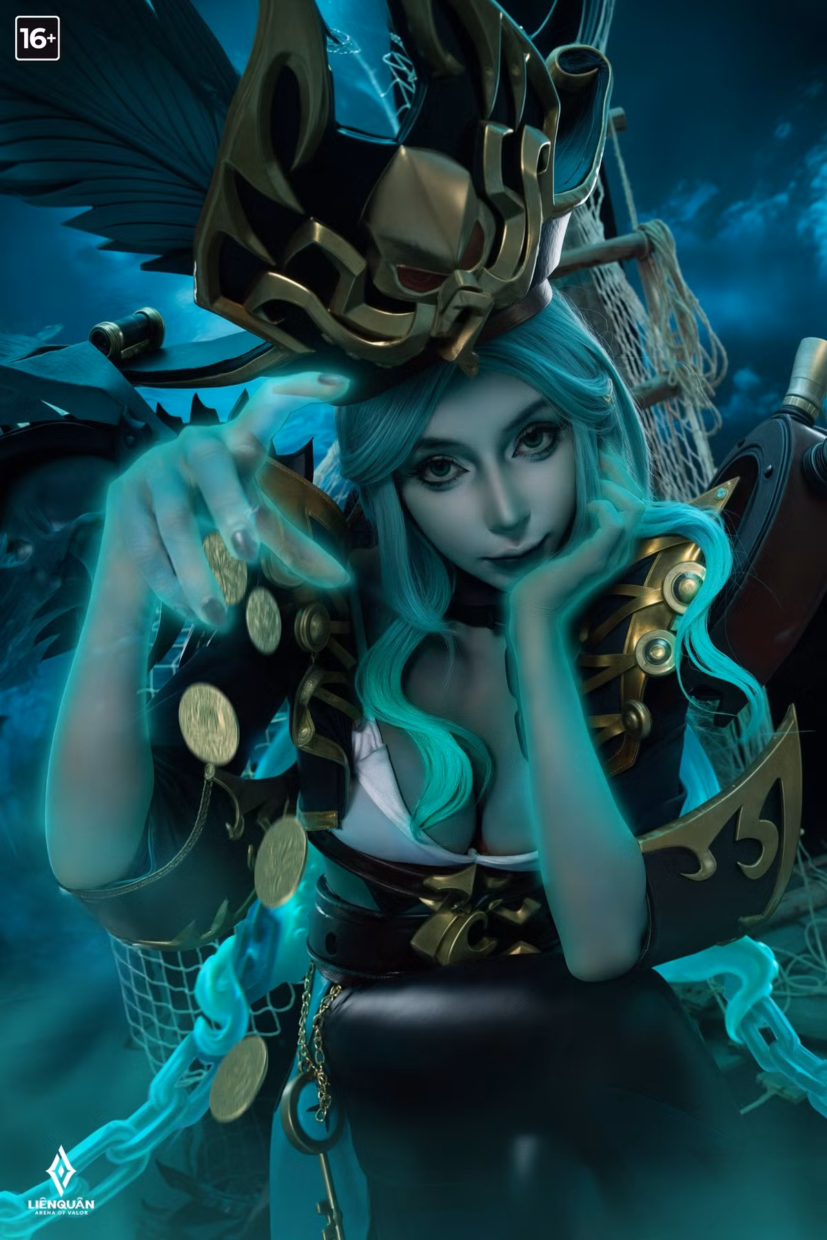 Đặc biệt, vẻ mặt và ánh mắt của cô thể hiện được sự bí ẩn, lạnh lùng, rất phù hợp với tên gọi "Oán Linh". (Ảnh: Garena Liên Quân Mobile)