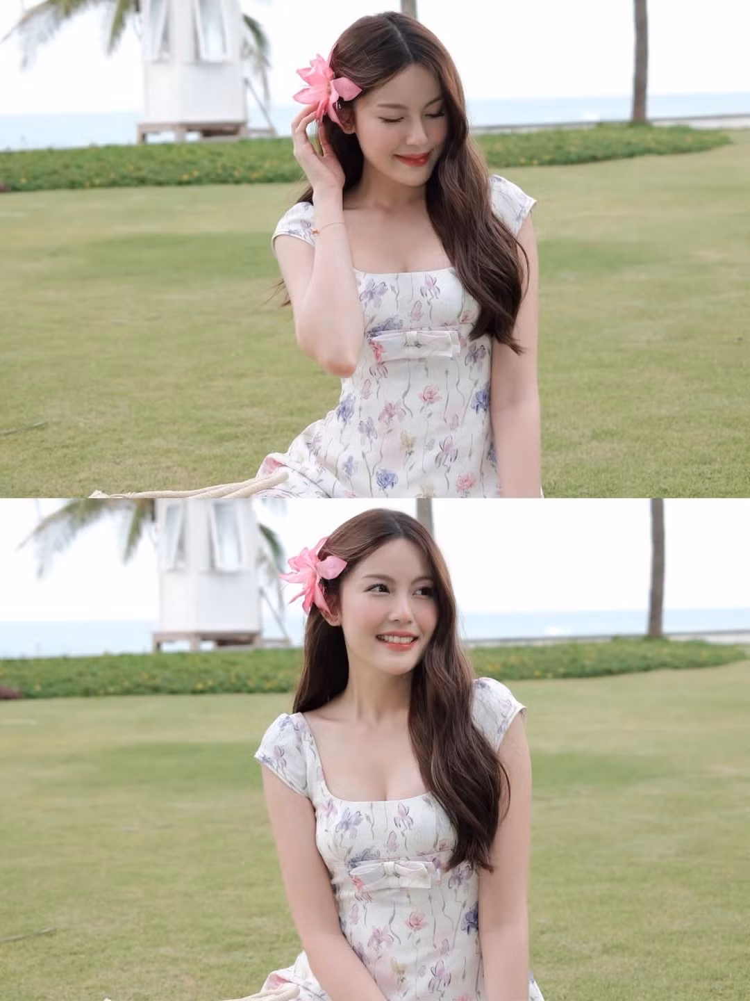 Trong những hình ảnh được đăng tải, Tăng Mỹ Hàn lựa chọn một chiếc váy ngắn họa tiết hoa nhí trên nền vải sáng màu, với thiết kế cổ vuông và tay bồng nhẹ nhàng.