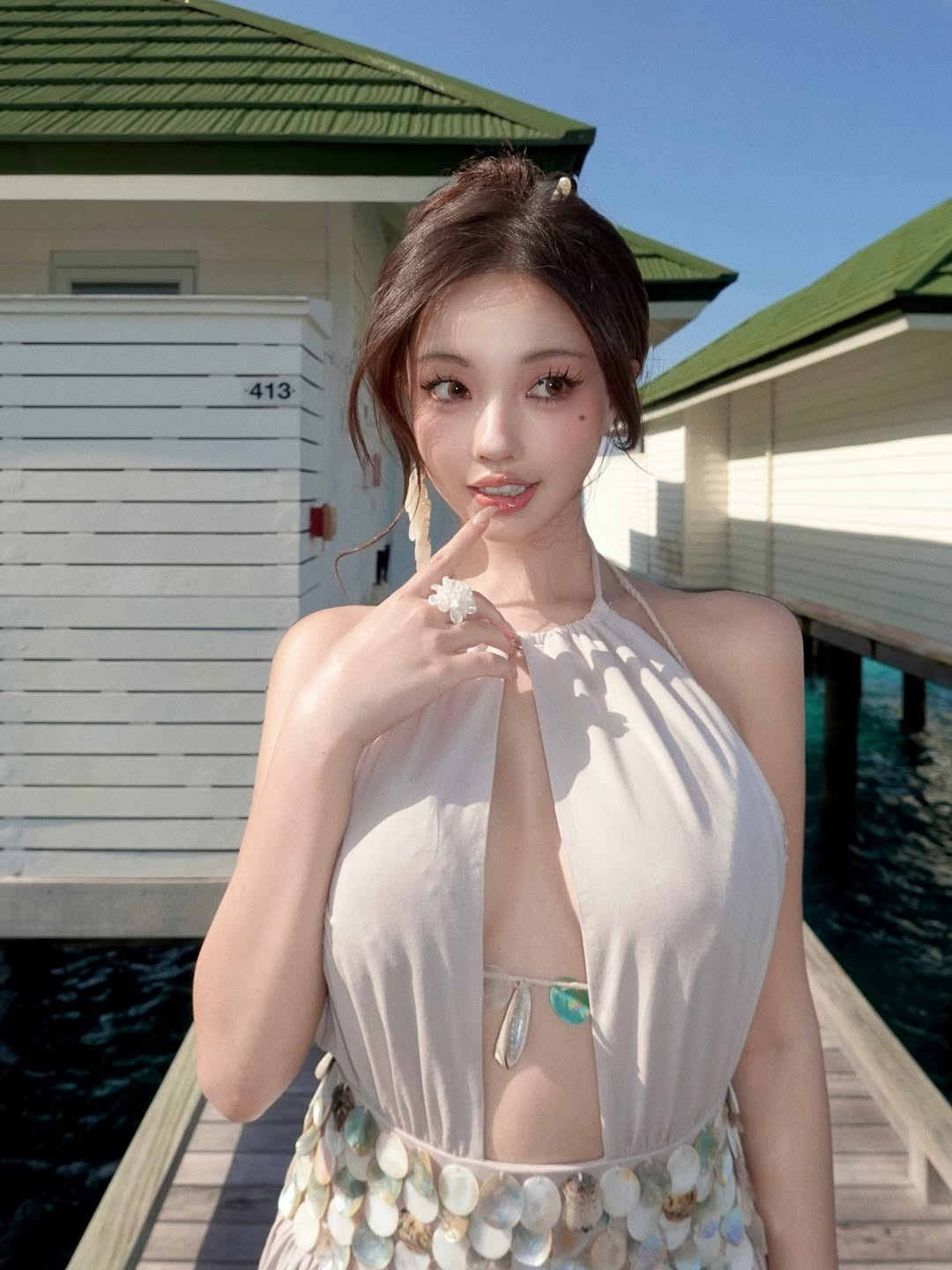 Điểm khiến cư dân mạng "dậy sóng" chính là vóc dáng mảnh mai nhưng vô cùng quyến rũ của cô. Với làn da trắng sứ không tì vết và những đường cong mềm mại, cô nàng thu hút người đối diện trong từng khoảnh khắc. (Ảnh: IGNV)