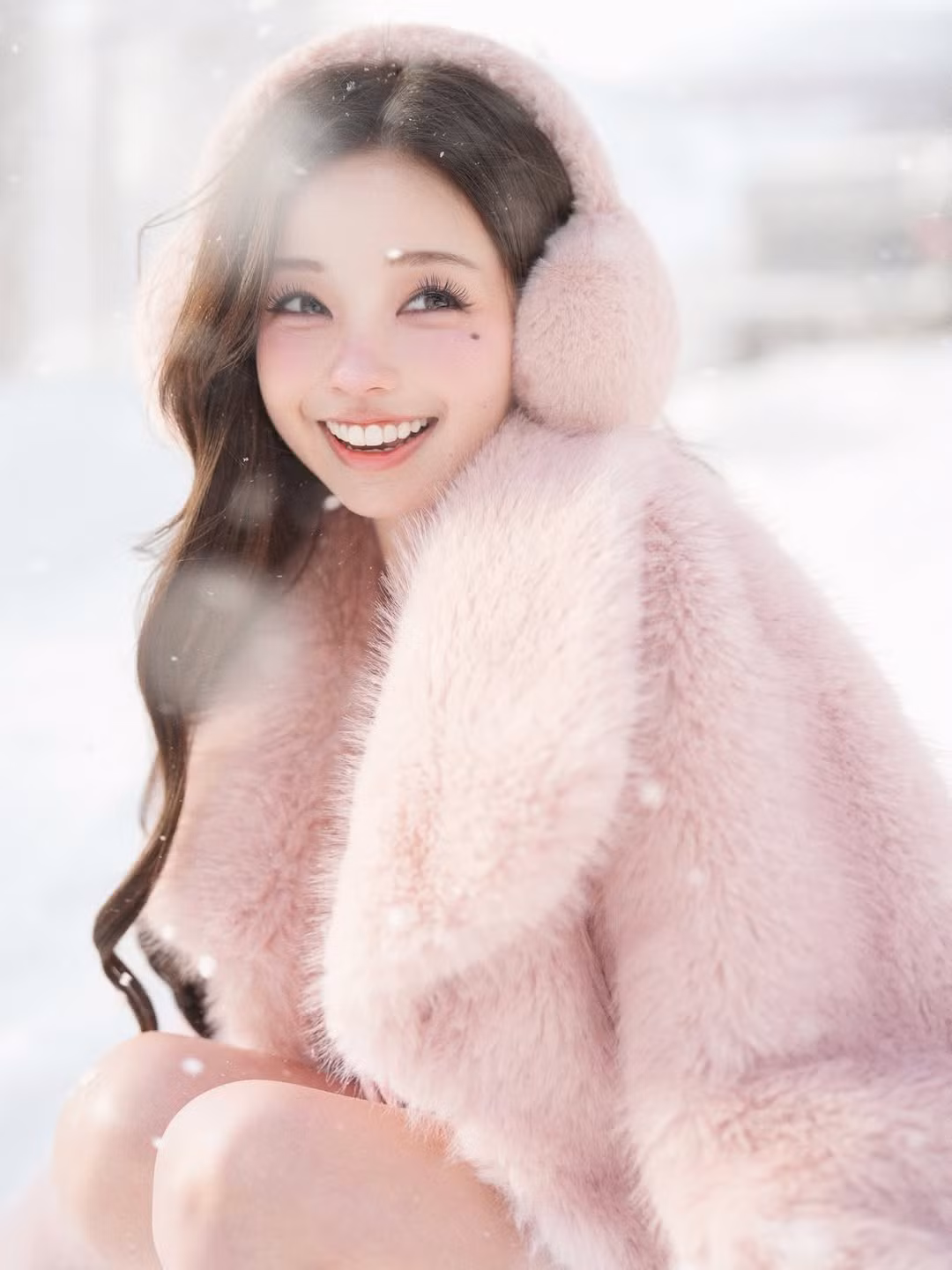 Trên trang cá nhân Instagram với hàng triệu lượt theo dõi, Lovelynnboo chia sẻ dòng trạng thái đầy cảm hứng: "Bài viết đầu tiên của năm 2026 khởi đầu bằng vùng đất tuyết. Thích nghi với cái lạnh bằng hình ảnh nàng gấu hồng". (Ảnh: IGNV)