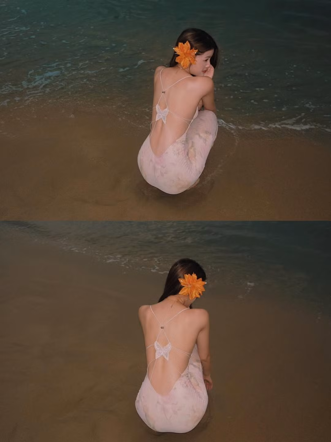 Đặc biệt khoảnh khắc khoe trọn tấm lưng trần với thiết kế váy đan dây phía sau khiến người đối diện không thể rời mắt.