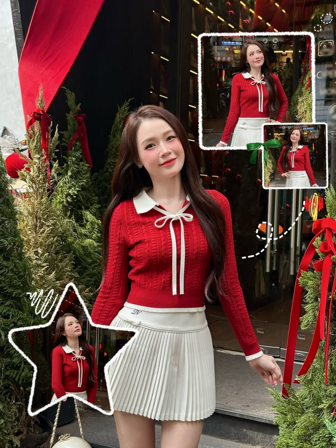 Trong bộ ảnh vừa chia sẻ, Sam chọn trang phục có tông màu đỏ và trắng kinh điển, đặc trưng của mùa Noel. (Ảnh: IGNV)