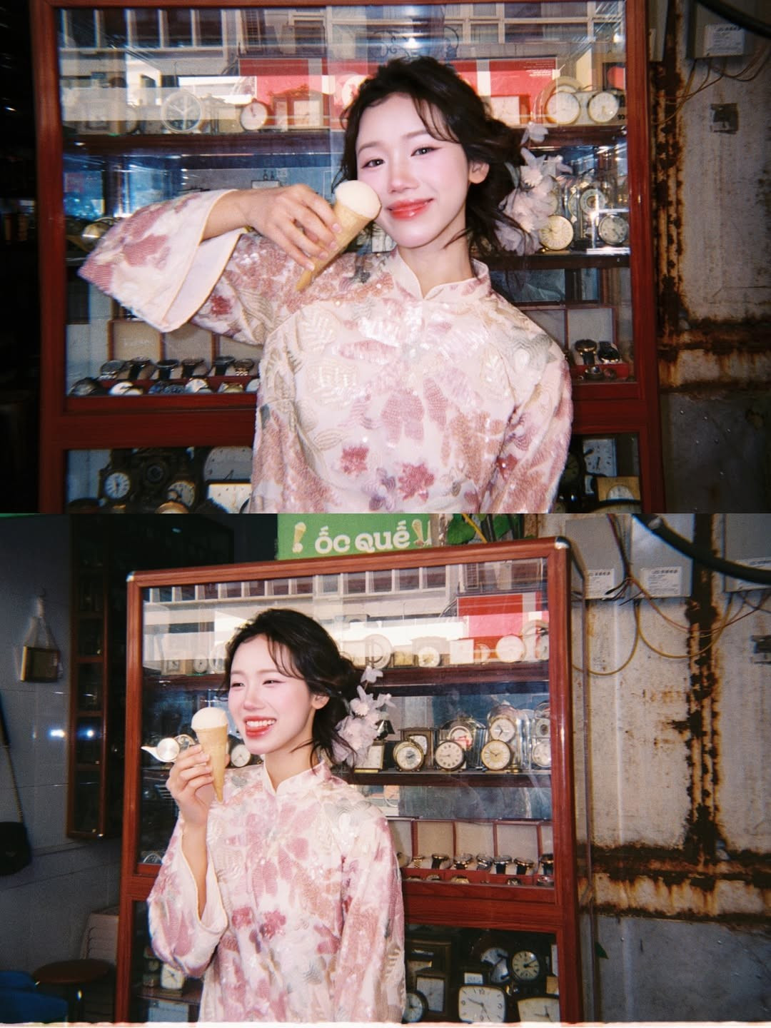 Hình ảnh cô nàng thích thú thưởng thức kem Tràng Tiền - một đặc sản không thể bỏ qua khi đến Hà Nội - mang lại cảm giác vô cùng gần gũi và đáng yêu. Đây chính là nét "tình" rất riêng mà chỉ Hà Nội mới có. (Ảnh: IGNV)