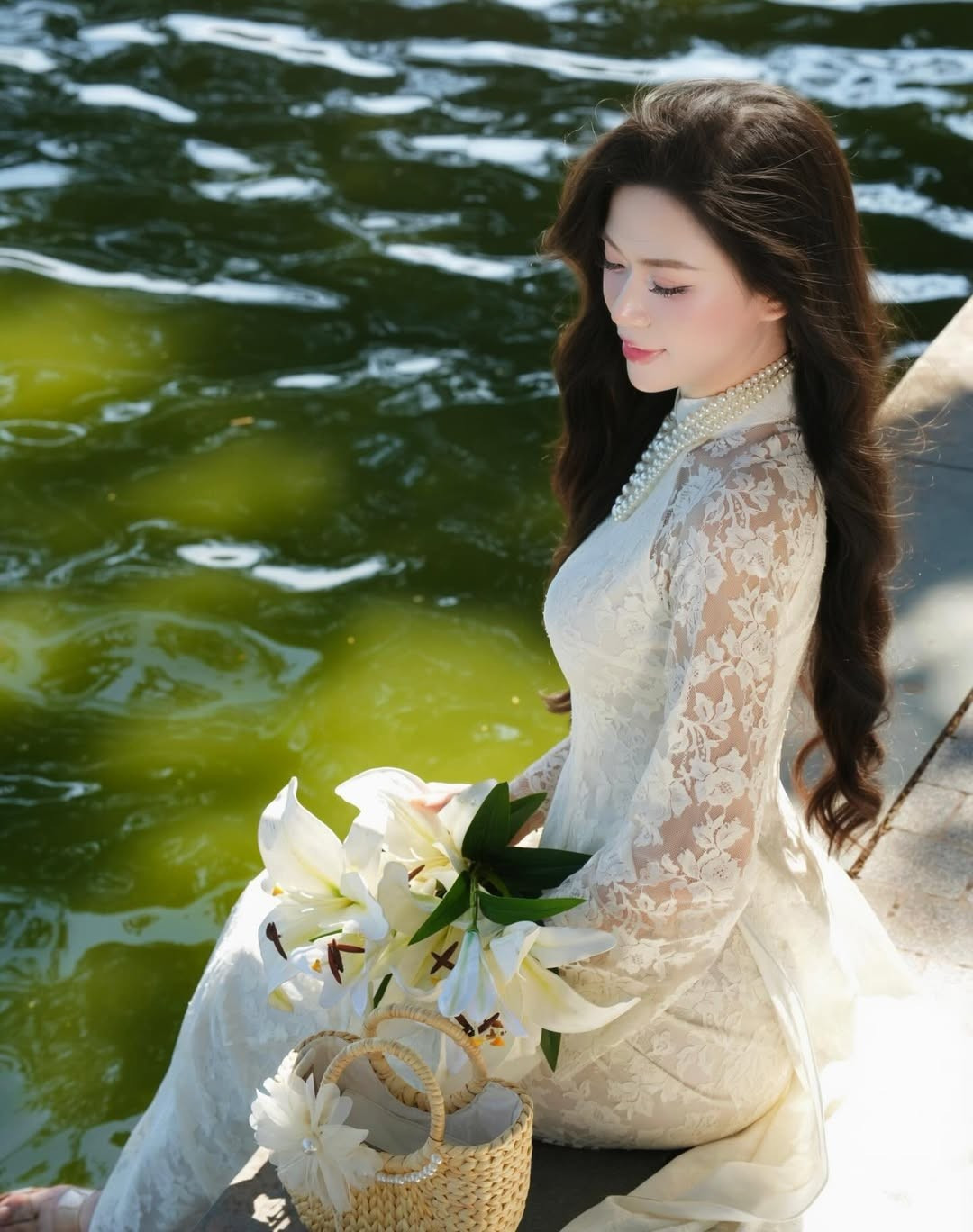 Cô nàng lựa chọn lối trang điểm tự nhiên, mái tóc dài đen nhánh được tạo kiểu uốn xoăn nhẹ nhàng càng làm tăng thêm vẻ duyên dáng, cổ điển, kết hợp cùng nụ cười tỏa nắng và ánh mắt biết nói của cô đã "thổi hồn" vào từng khung hình. (Ảnh: IGNV)