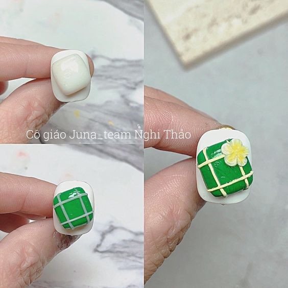 Không còn là những nét vẽ phẳng đơn điệu, mẫu nail này đã được nâng tầm thành nghệ thuật đắp nổi 3D công phu.