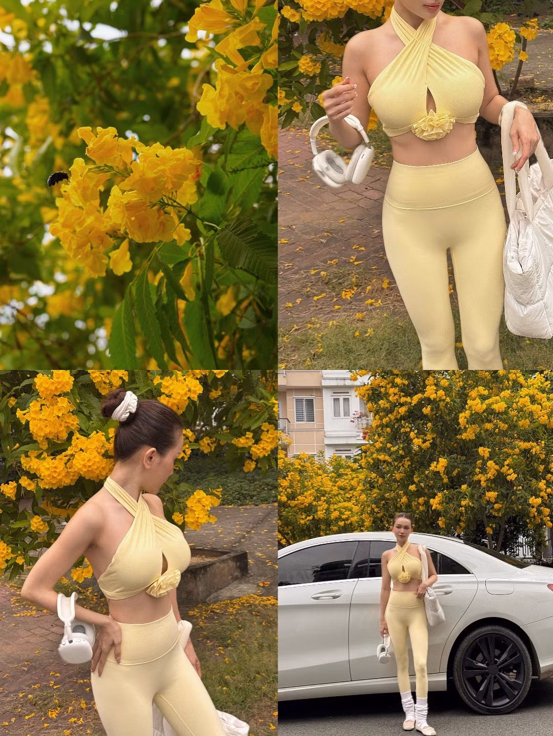 Chi tiết dây áo mảnh cùng phần lưng khoét sâu càng làm tăng thêm vẻ quyến rũ, "đốt mắt" người nhìn.