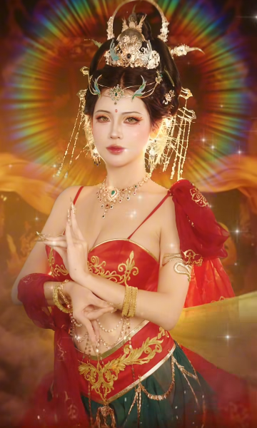 Trong bộ ảnh, Hoàng Tố Uyên khoác lên mình trang phục đỏ rực rỡ, lấp lánh, được thiết kế tỉ mỉ với nhiều chi tiết cầu kỳ, kiêu sa. Phần áo yếm hở vai quyến rũ, kết hợp cùng chân váy thiết kế chữ V phần thắt eo, tôn lên vóc dáng gợi cảm của cô.