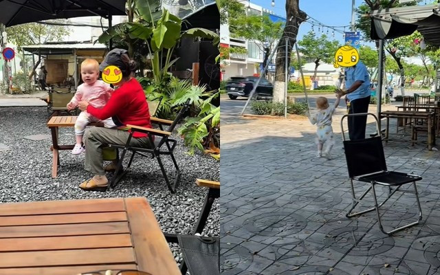 Trong nhiều đoạn video được bố đăng tải, Ê Phở khiến người xem phải bật cười với khả năng giao tiếp và làm quen "thượng thừa". Khi đi cafe cùng bố, cô bé nhanh chóng được cô chú làm ở quán cafe bế bổng, chuyện trò vui vẻ.