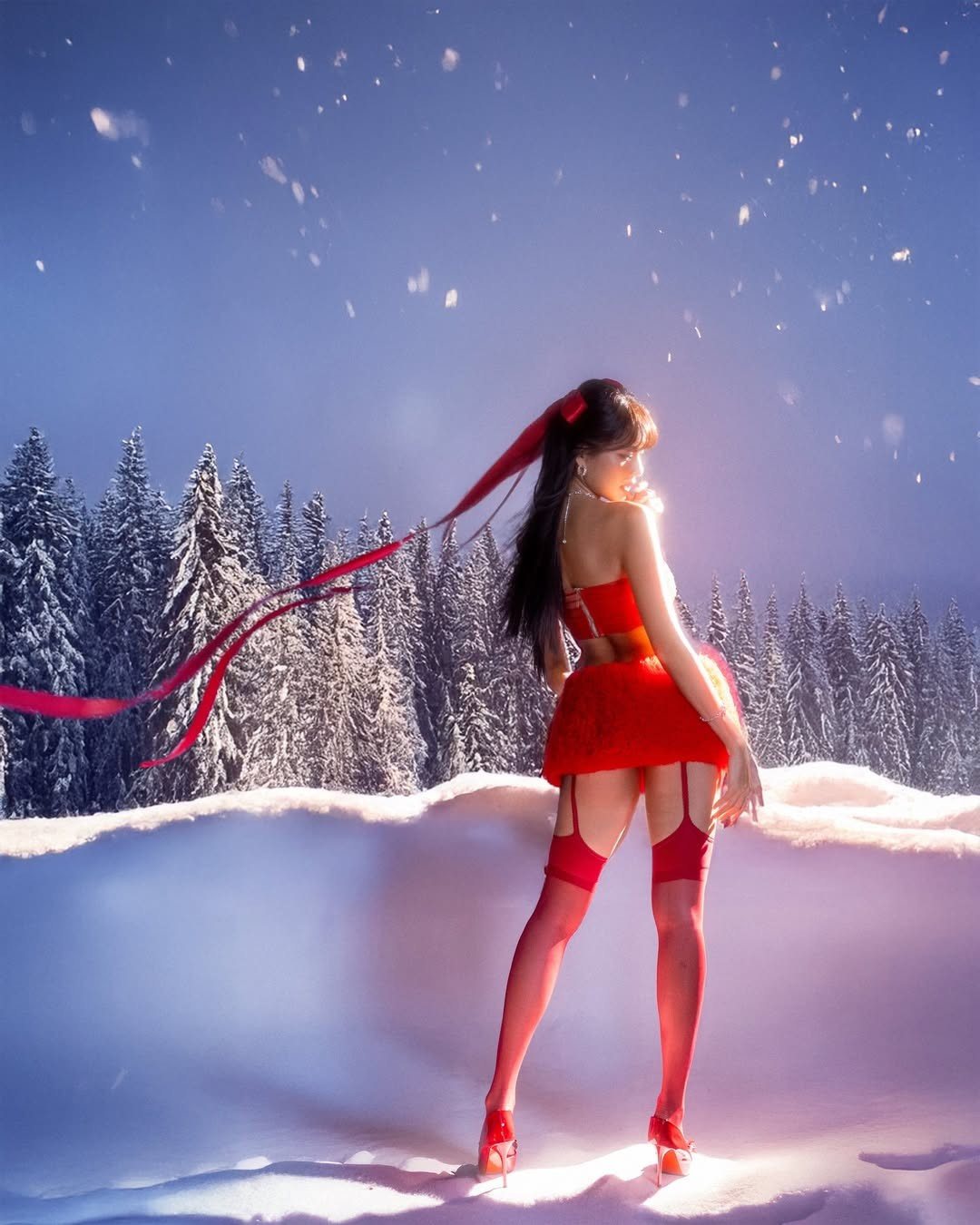 Nàng hậu diện một thiết kế áo quây siêu ngắn kết hợp cùng chân váy mini ton-sur-ton, khéo léo khoe trọn vòng eo "con kiến" và làn da nâu khỏe khoắn. (Ảnh: IGNV)