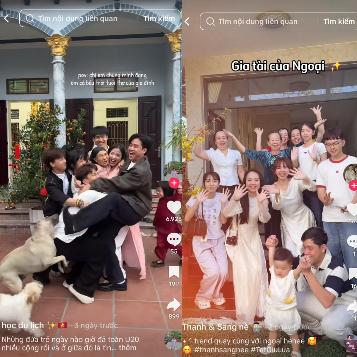 Theo đó, những đoạn video này không hề cầu kỳ về kỹ thuật. Camera thường được đặt sẵn ở một góc sân hoặc phòng khách. Chỉ sau một hiệu lệnh ngầm, cả "đoàn quân" từ trẻ đến già cùng rạng rỡ chạy về phía người lớn tuổi nhất trong nhà. (Ảnh: Tổng hợp)