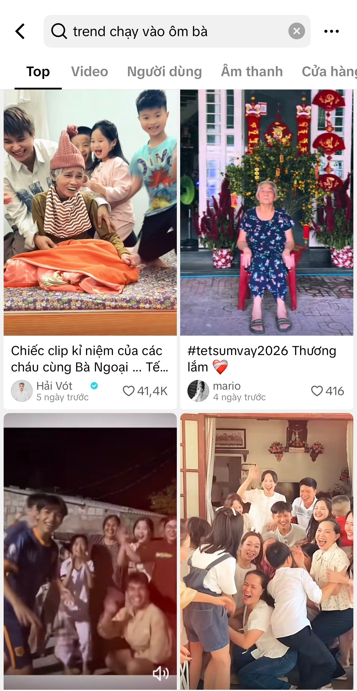 Khác với những trào lưu "biến hình" hay nhảy nhót thường thấy trên TikTok, "Chạy vào ôm ông bà" ghi lại cảnh cả một gia đình nhiều thế hệ - từ con cái đến các cháu nhỏ - cùng nhau ùa vào vòng tay của ông bà. (Ảnh: Tổng hợp)